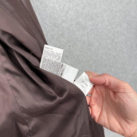Weekend MaxMara Womens Leather Biker Jacket Size 10 Chocolate Brown Butter Soft - Picture 11 of 15